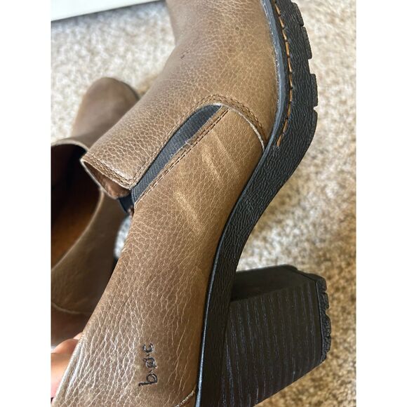 B.o.c. Womens Shoes Size 10 Brown Leather Heeled Comfort Round Toe Pull On Block - Picture 5 of 7